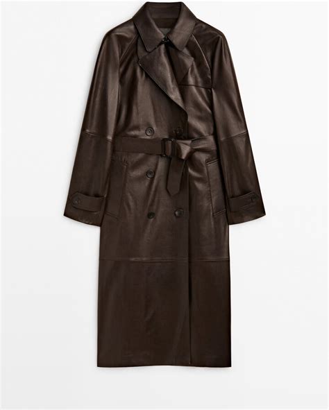 Massimo Dutti Nappa Leather Trench Style Coat With Belt Shopstyle