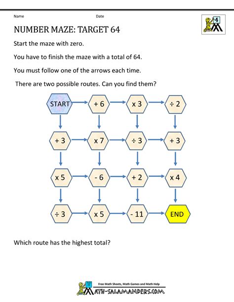 Free Math Puzzles 4th Grade