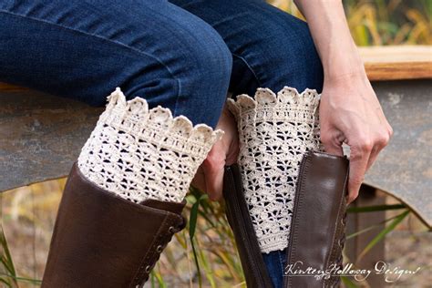 Pumpkin Spice Boot Cuffs Free Crochet Pattern Vintage Lace Boot Socks Kirsten Holloway Designs