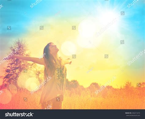 Free Happy Woman Enjoying Nature Beauty Stock Photo 256211674