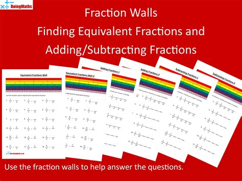 Fraction Wall Equivalent Fractions And Addingsubtracting Fractions Worksheets Subtracting