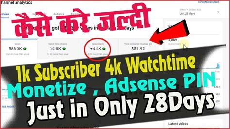 How I Complete K Subscriber K Watchtime Monetizae Dollar Adsense Pin