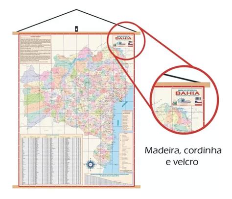 Mapa Estado Da Bahia Banner Moldura Laminado 120x90cm à venda em Osasco