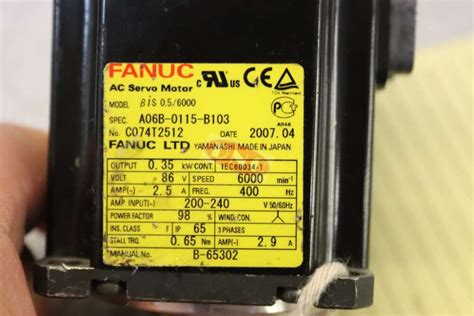 A06b 0115 B103 Fanuc Bis 0 5 6000 Servo Motor Dnc