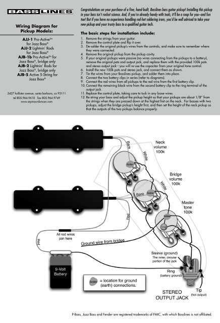 Wiring Diagram For Fender Jazz Bass Pickups