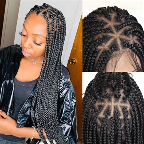 Amazon KRALER 36 Inch Box Braided Wig For Black Women Triangle