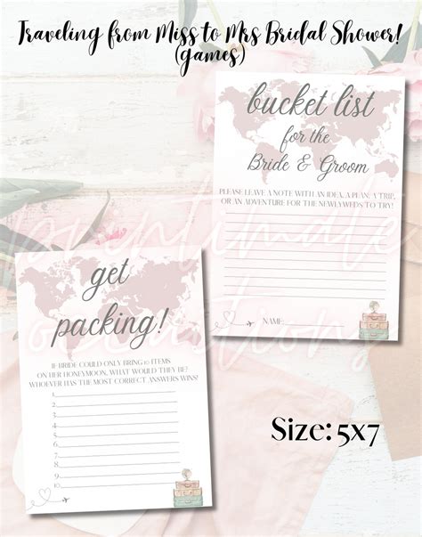 Travel Bridal Shower Games From Miss To Mrs Bridal Shower 5x7 Etsy