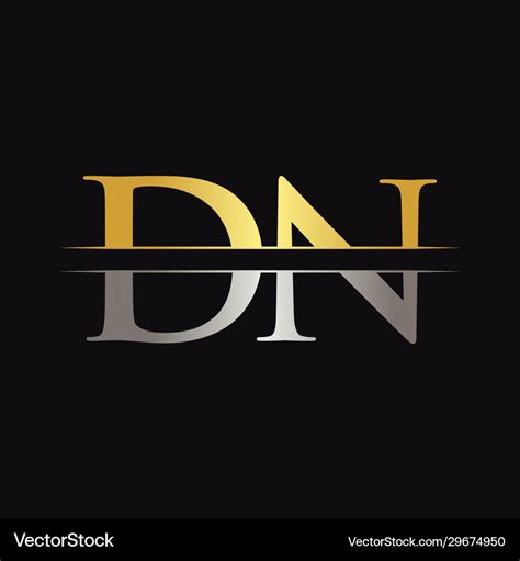 Initial Dn Letter Logo Design With Gold Royalty Free Vector