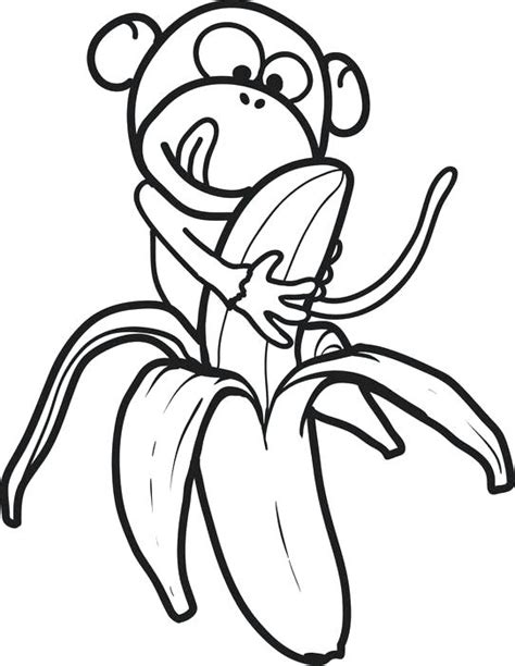 Desenhos De Macaco E Banana Grande Para Colorir E Imprimir