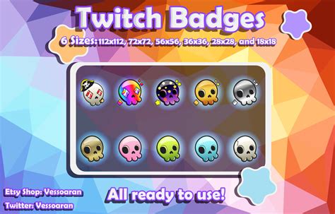 Twitch Sub Badges Skull Sub Badges for Streamers Cute Kawaii Stream ...