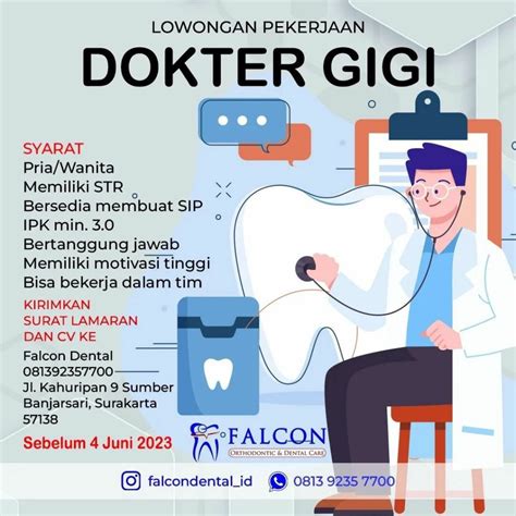 Lowongan Kerja Mei 2023 Dokter Gigi Falcon Dental Care Di Solo INFO