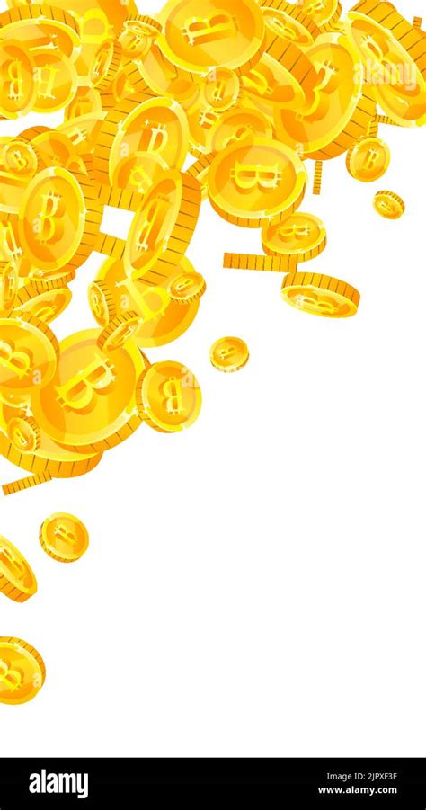 Bitcoin Coins Falling Cryptocurrency Scattered Gold Btc Coins