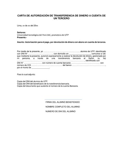 Carta A Solicitar Transferencia Bancaria Images And Photos Finder