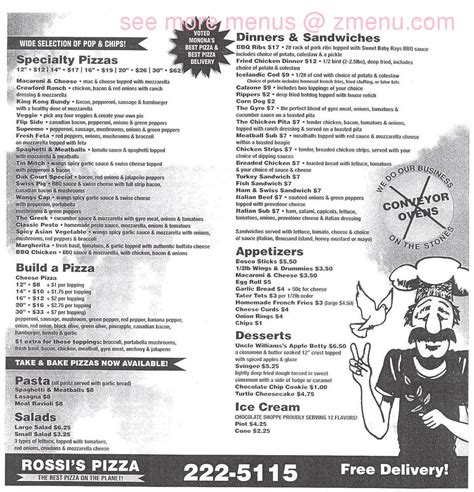 Online Menu of Rossis Pizza Restaurant, Monona, Wisconsin, 53716 - Zmenu