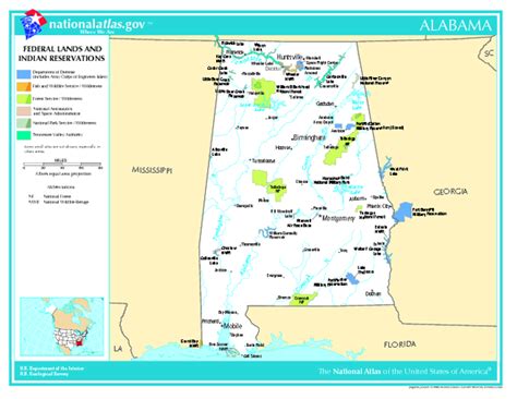 Alabama Federal Lands and Indian Reservations Map - Alabama • mappery