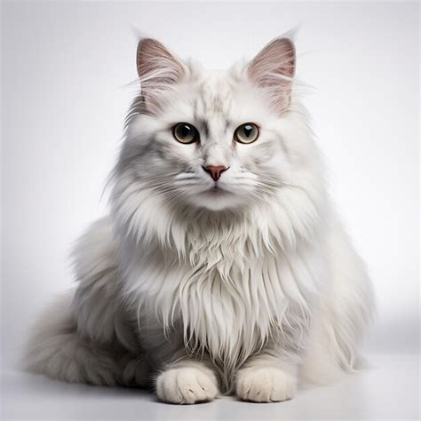 Premium AI Image | a white angora cat on a white background