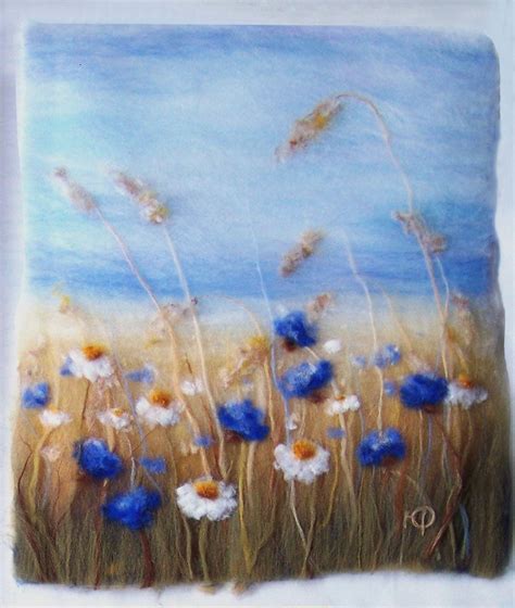 Wool Art Felting Dandelion Plants Flowers Painting Loom Felt