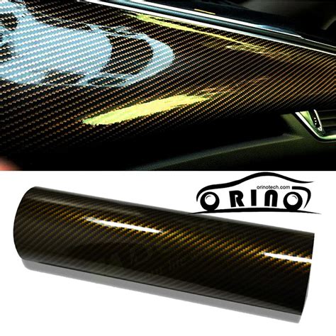 Aliexpress Buy M Roll D Golden Glossy Carbon Fiber Vinyl