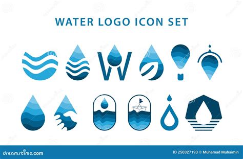 Simple Water Logo Icon Set Stock Vector Illustration Of Business