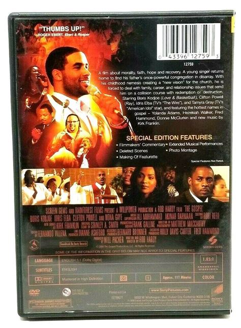 The Gospel Dvd 2005 Special Edition Ws Boris Kodjoe Nona Gaye