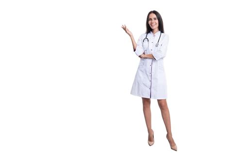 Premium Photo | Full length of cardiologist doctor wear white coat copy ...