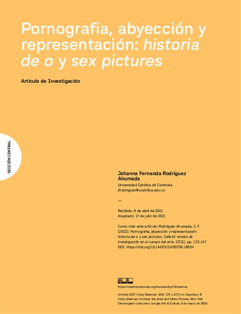 Pdf Pornografia Abyección Y Representación Historia De O Y Sex Pictures Calle14 Revista De