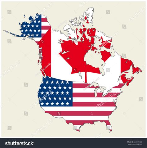 Map States Canada Usa Represented Flag Stock Vector (Royalty Free ...