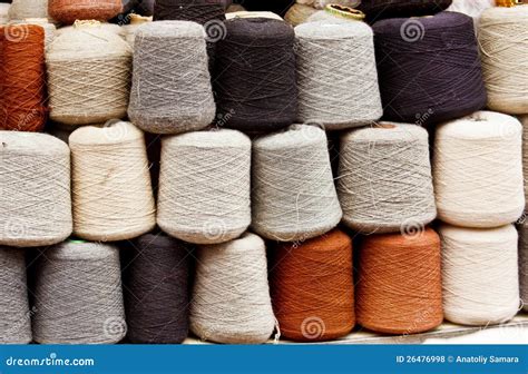 Natural Wool Yarn Stock Photo Image Of Black Winding 26476998