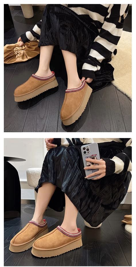 Hot Sell Luxury Brand Taz Winter Warm Snow Slipper Genuine Leather Fur