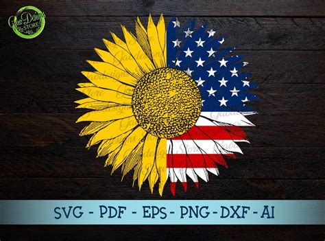 Free 206 American Flag Sunflower Svg SVG PNG EPS DXF File