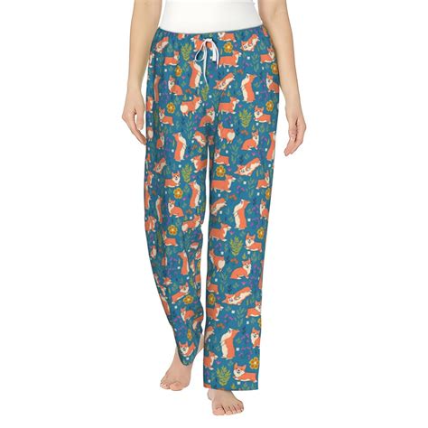 Haiem Corgi With Flowers Women S Pajama Pants Ultra Lightweight Pjs