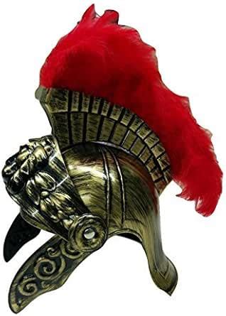 Amazon Adult Roman Helmet With Red Feather Plume Greek Gladiator