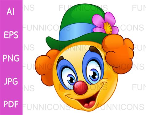 Clipart Cartoon of a Happy Clown Emoji Emoticon Face Ai Eps - Etsy New ...