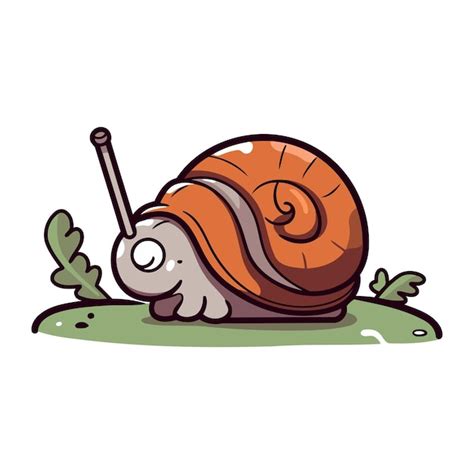 Cartoon caracol na grama ilustração vetorial isolada em fundo branco