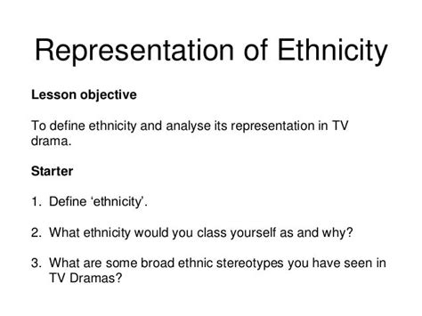 Representation Of Ethnicity