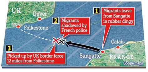 French border guards escort overcrowded migrant boat into UK waters