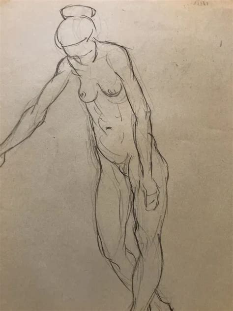 Very Nice Drawing Expressioniste Expressionism Pencil Naked Woman