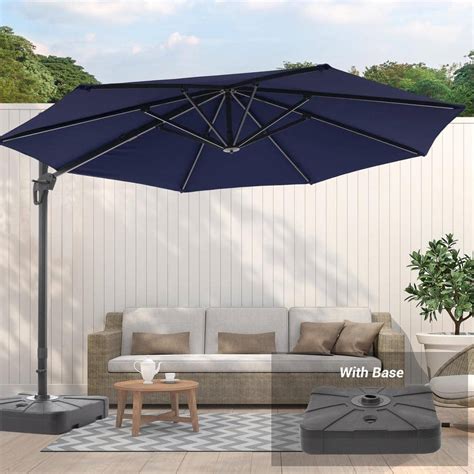 JOYESERY 11 Ft Aluminum Cantilever Patio Umbrella With A Base Stand