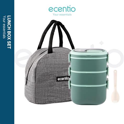 Jual Ecentio 1320ml 1840ml Tempat Makan Rantang Susun 2 3 Lunch Box Set