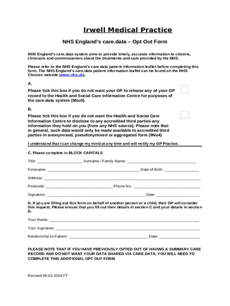 Nhs England S Care Data And Scr Opt Out Doc Template Pdffiller