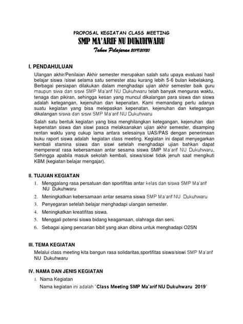 Proposal Kegiatan Class Meeting Pdf