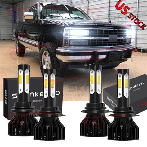 For Chevy K1500 2500 Suburban 1993 1999 4x 6000k Led Headlight Kit Hi Lo Beam Ebay