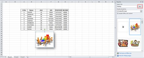 Clipart in excel