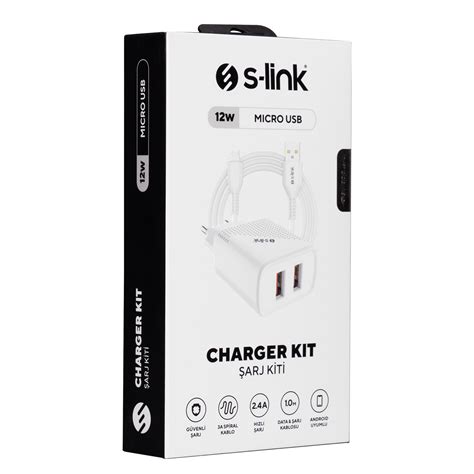 S link SL EC50 SL EC50M Micro Kablolu 5V 2400MA 2 USB Çıkışlı Beyaz