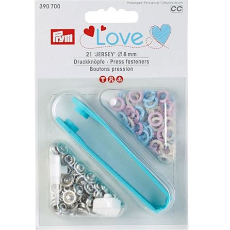 Prym Love Jersey Druckknöpfe 8 mm rosa hellblau perle 21 St inkl