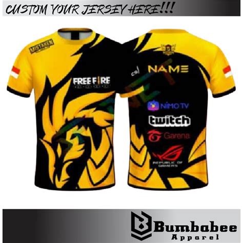 Jual Jersey Gaming Esport Full Printing Custom Nama Logo Team Dan