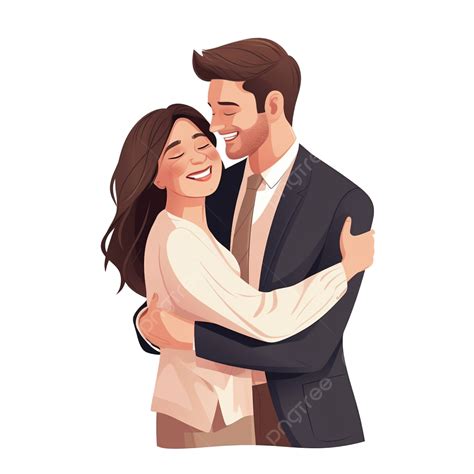 Illustration Of Happy Couple Isolated With Office Clothes Smiling And