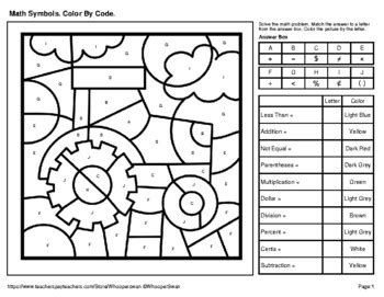 Math Symbols Coloring Pages