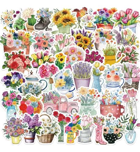 Flores Vintage Aesthetic Calcomanias Stickers Pvc Vs Agua Mercadolibre