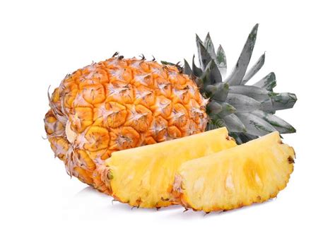 Ripe Whole And Slice Pineapple Isolated On White Stock Image Image Of